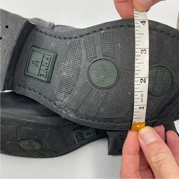 Frye Black Leather Combat Boots with Buckles - Picture 9 of 11